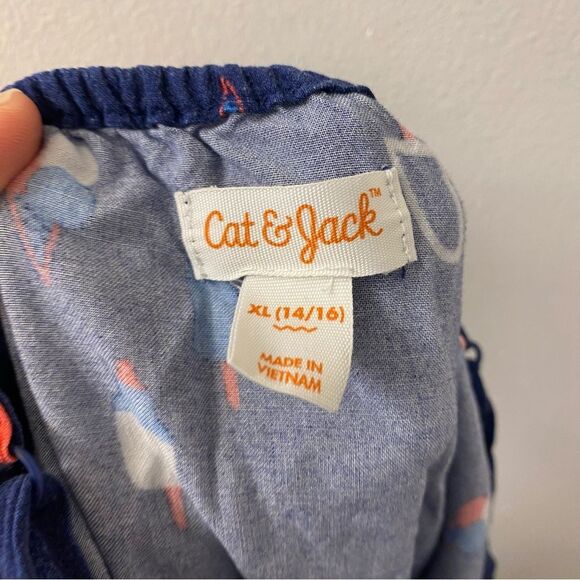 Cat and Jack Viscose red white blue ice cream Romper jumpsuit shorts XL 14/16 - Picture 5 of 8